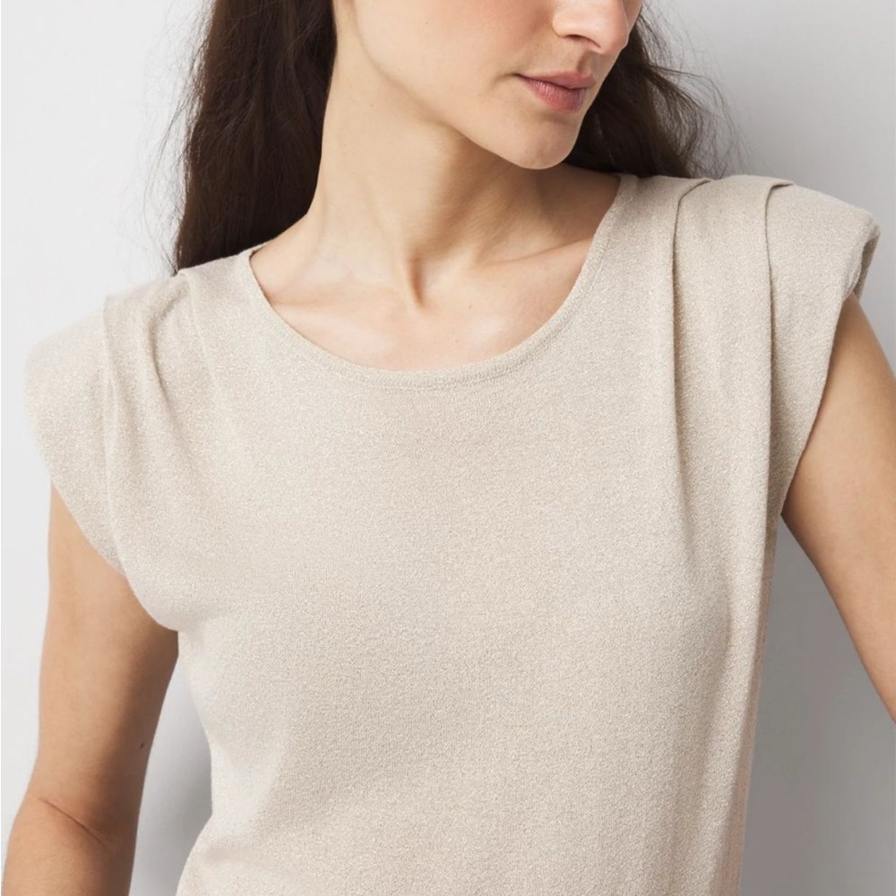 WHBM Elegant Beige Sleeveless Top